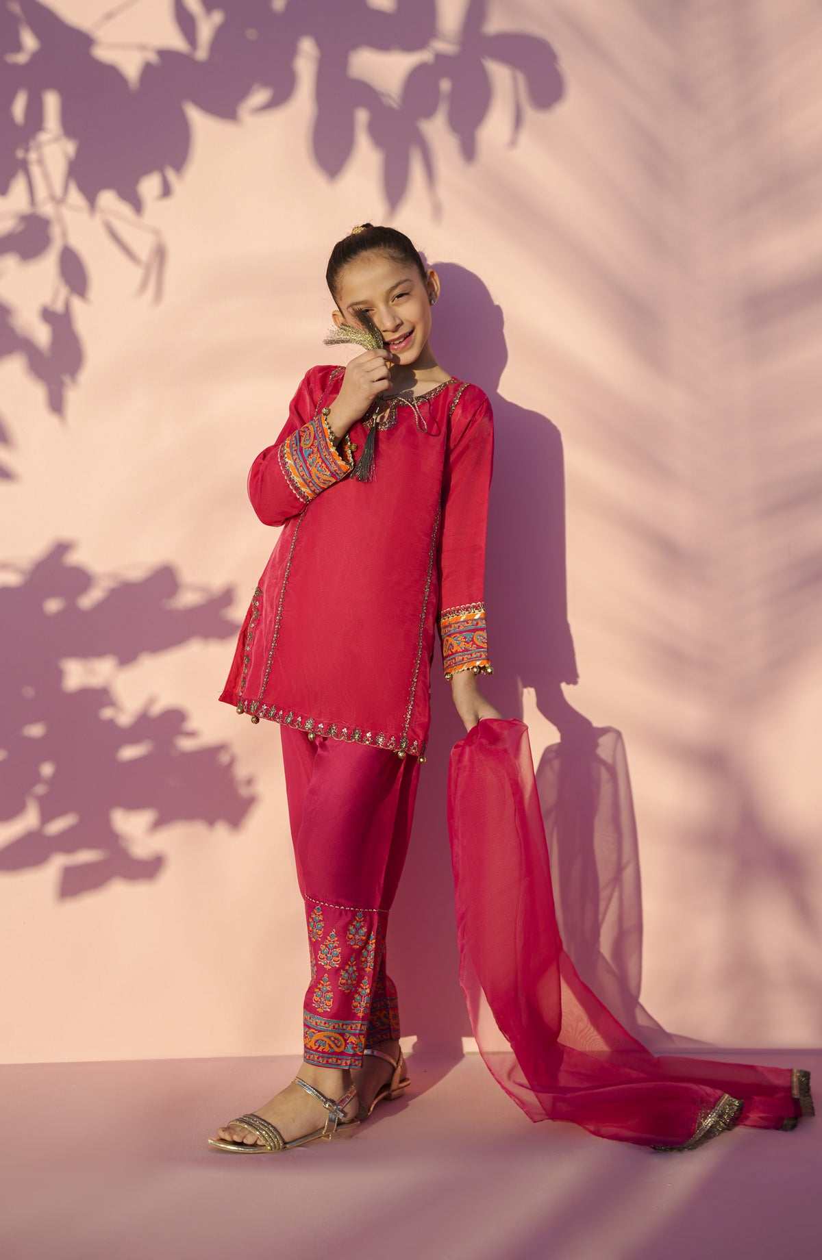 Main Hun Maryam Guriya by Amna Khadija Embroidered Organza Stitched 3 Piece Suit - MHMG-05 - AM26MRM - Shocking Pink - Girls Festive Collection