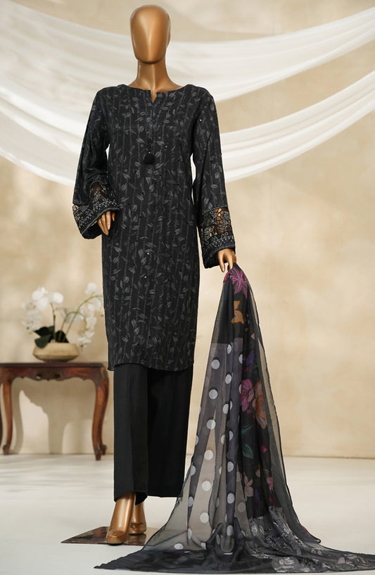 Majestic by HZ Textile Embroidered Silk Stitched 3 Piece Suit - PRE-116 - HZ25MJSL - Night Mare - Formals Collection