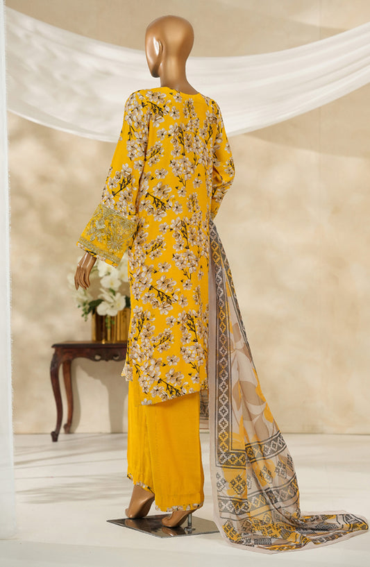 Majestic by HZ Textile Embroidered Silk Stitched 3 Piece Suit - PRE-112 - HZ25MJSL - Yellow Multi - Formals Collection
