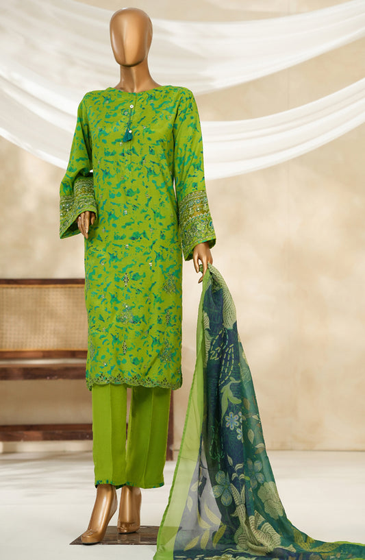 Majestic by HZ Textile Embroidered Silk Stitched 3 Piece Suit - PRE-111 - HZ25MJSL - Neon Green - Formals Collection