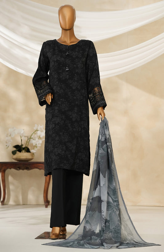 Majestic by HZ Textile Embroidered Silk Stitched 3 Piece Suit - PRE-113 - HZ25MJSL - Shadow - Formals Collection