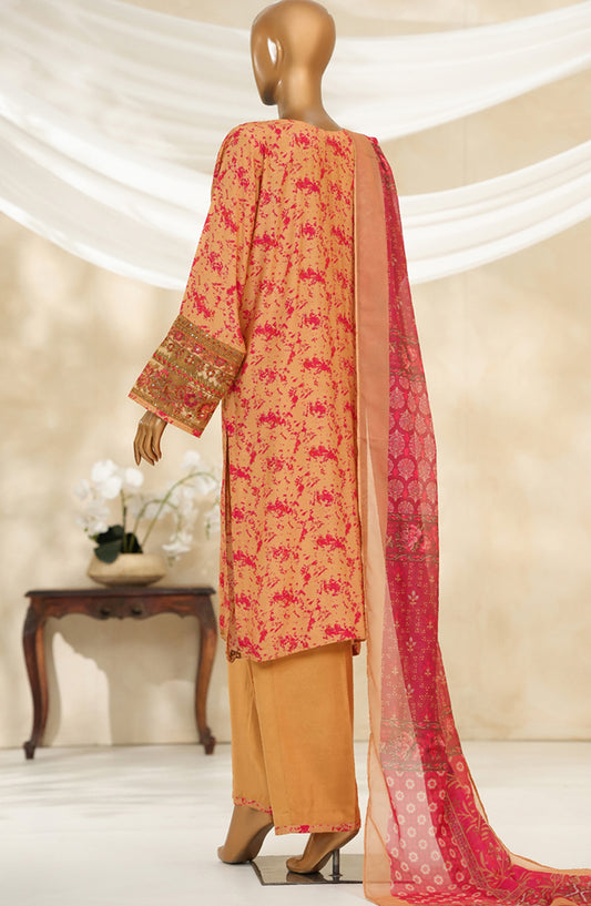 Majestic by HZ Textile Embroidered Silk Stitched 3 Piece Suit - PRE-110 - HZ25MJSL - Gold Maroon - Formals Collection