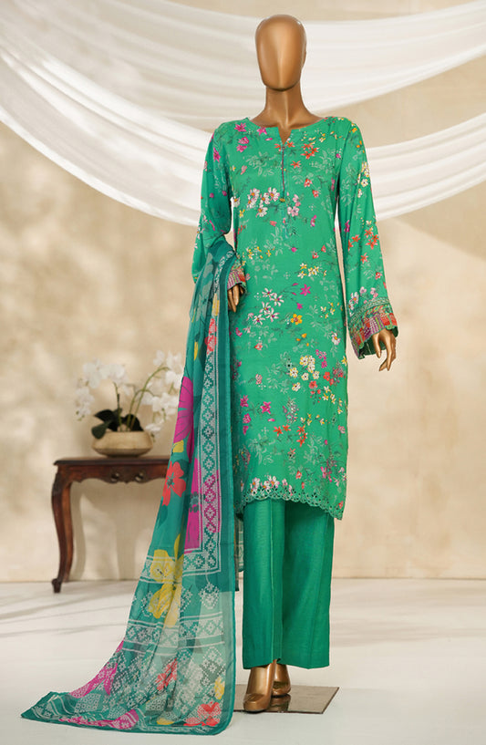 Majestic by HZ Textile Embroidered Silk Stitched 3 Piece Suit - PRE-109 - HZ25MJSL - Parrot Green - Formals Collection