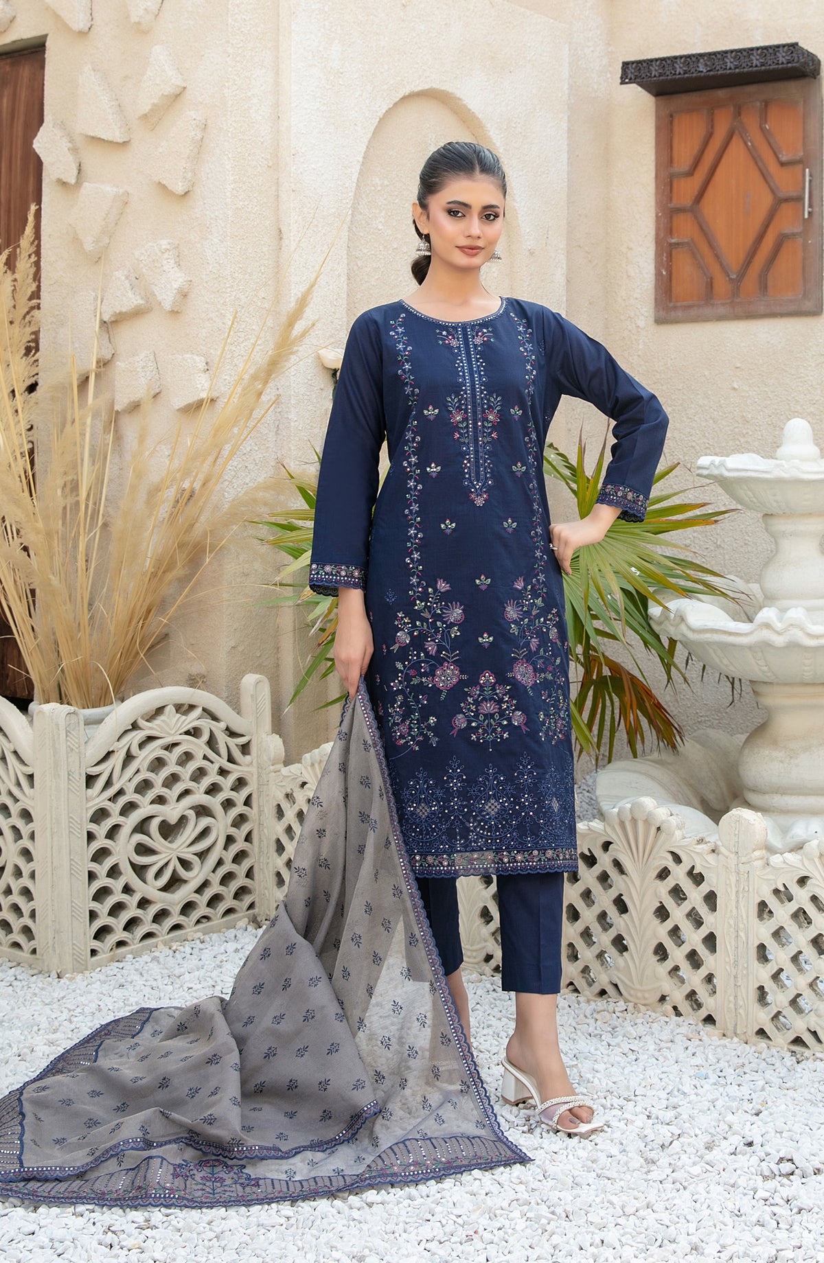 Mala by Tawakkal Fabrics Embroidered Lawn Unstitched 3 Piece Suit - D-3005 - TF26MLA - Blue - Summer Collection
