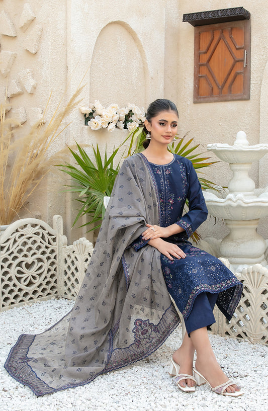 Mala by Tawakkal Fabrics Embroidered Lawn Unstitched 3 Piece Suit - D-3005 - TF26MLA - Blue - Summer Collection