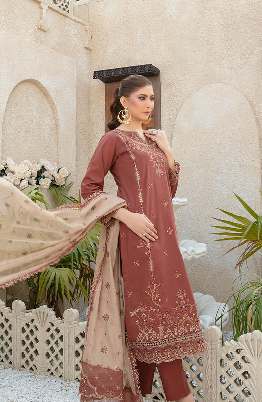 Mala by Tawakkal Fabrics Embroidered Lawn Unstitched 3 Piece Suit - D-3004 - TF26MLA - Brown - Summer Collection