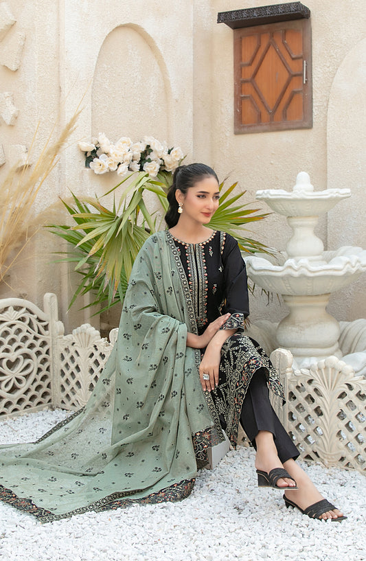 Mala by Tawakkal Fabrics Embroidered Lawn Unstitched 3 Piece Suit - D-3002 - TF26MLA - Black - Summer Collection