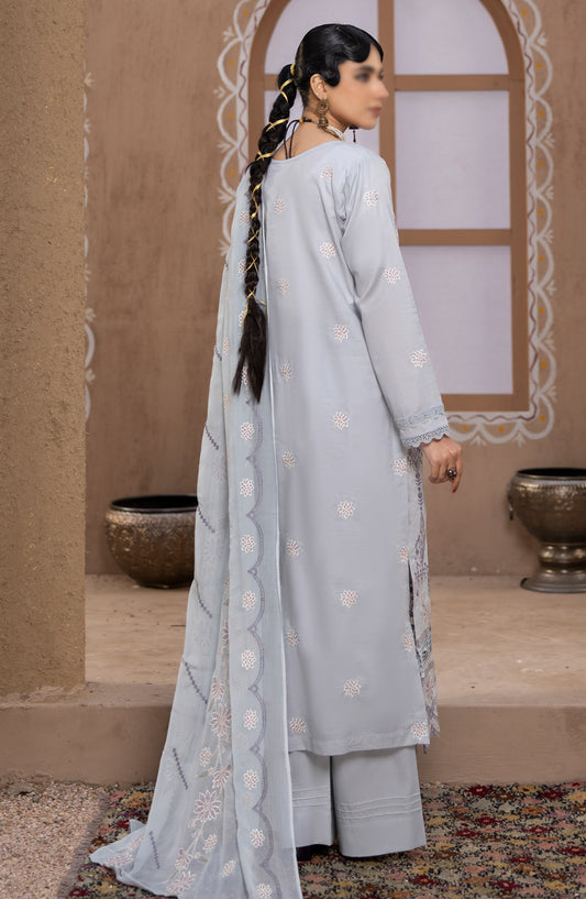 Malboos by Al Karim Embroidered Lawn Unstitched 3 Piece Suit - D-06 - AK26BOS - Blue - Summer Collection