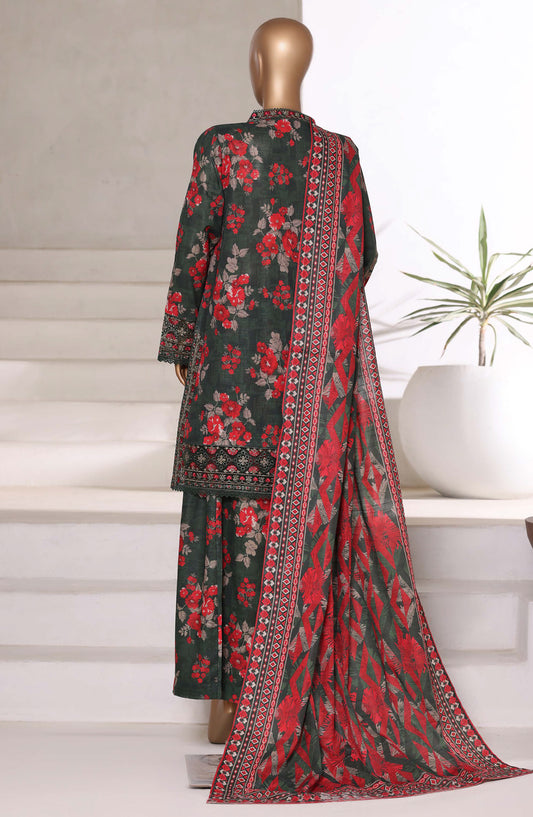 Malika by Sadabahar Embroidered Khaddar Stitched 3 Piece Suit - Design-01 - SBD25MLK - Grey - Winter Collection