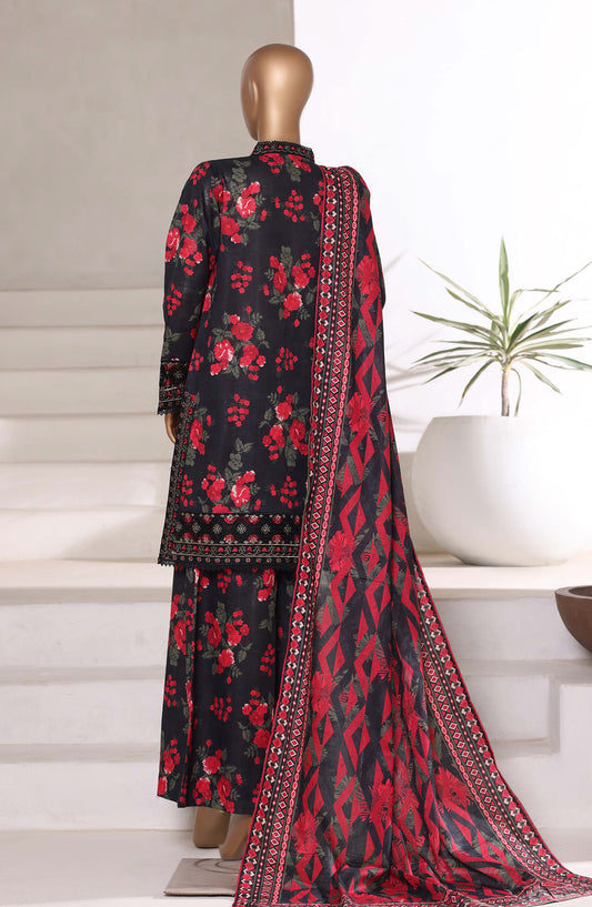 Malika by Sadabahar Embroidered Khaddar Stitched 3 Piece Suit - Design-04 - SBD25MLK - Black - Winter Collection