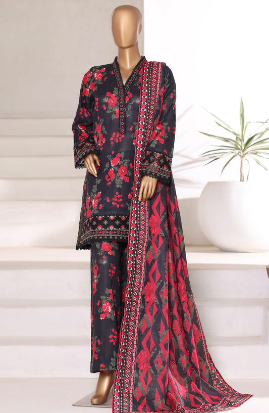 Malika by Sadabahar Embroidered Khaddar Stitched 3 Piece Suit - Design-04 - SBD25MLK - Black - Winter Collection