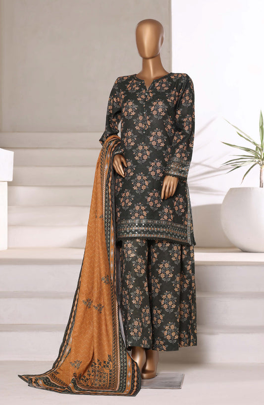 Malika by Sadabahar Embroidered Khaddar Stitched 3 Piece Suit - Design-07 - SBD25MLK - Grey - Winter Collection