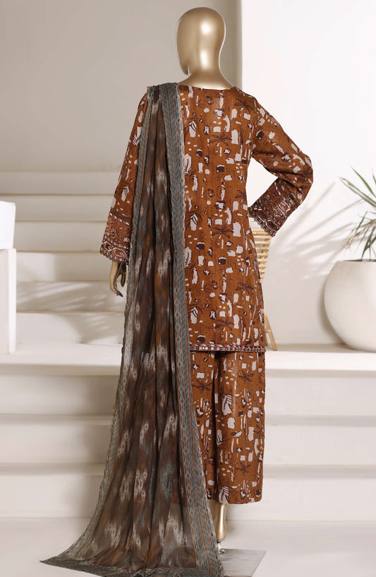 Malika by Sadabahar Embroidered Stitched 3 Piece Suit - Design-06 - SBD26TVE - Brown - Festive Collection