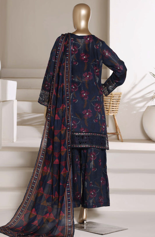 Malika by Sadabahar Embroidered Stitched 3 Piece Suit - Design-05 - SBD26TVE - Blue - Festive Collection