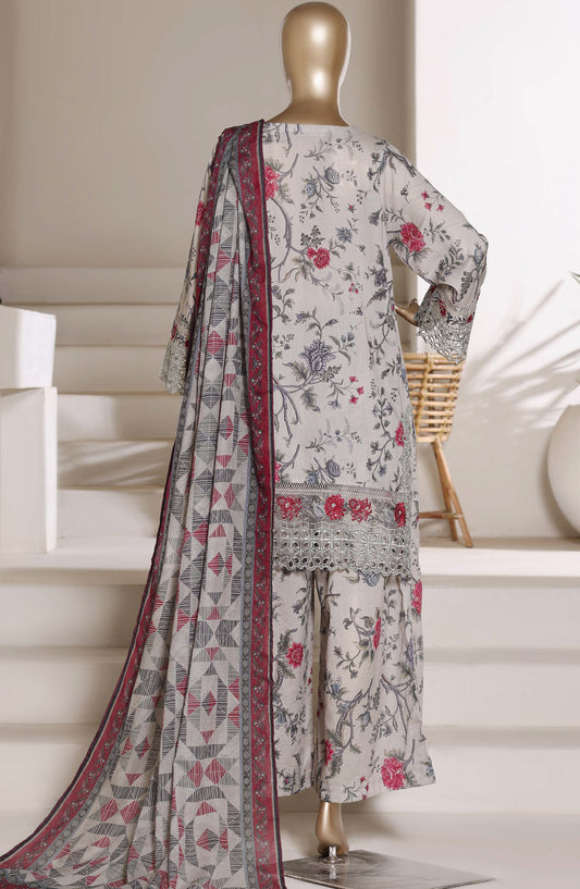 Malika by Sadabahar Embroidered Stitched 3 Piece Suit - Design-04 - SBD26TVE - Grey - Festive Collection