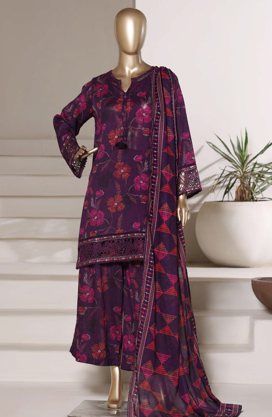 Malika by Sadabahar Embroidered Stitched 3 Piece Suit - Design-03 - SBD26TVE - Purple - Festive Collection