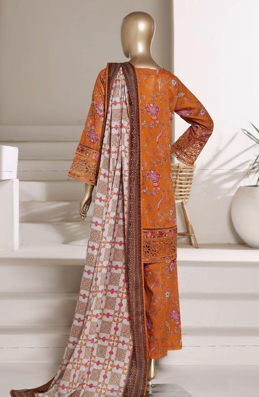 Malika by Sadabahar Embroidered Stitched 3 Piece Suit - Design-02 - SBD26TVE - Orange - Festive Collection