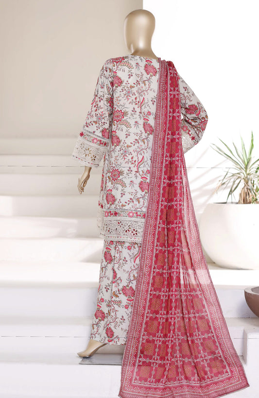 Malika by Sadabahar Embroidered Lawn Stitched 3 Piece Suit - D-04 - SBD26MLKA - Pink - Festive Collection
