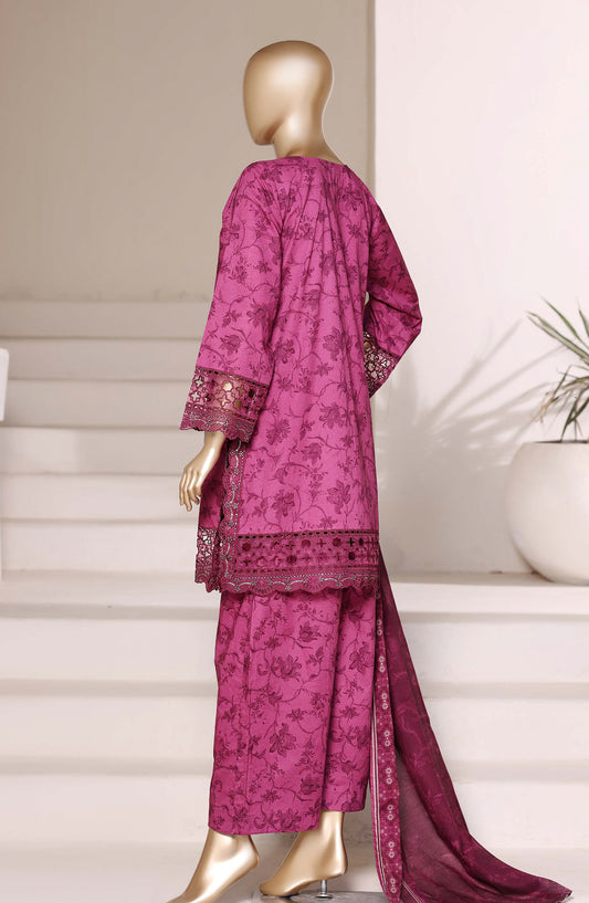Malika by Sadabahar Embroidered Lawn Stitched 3 Piece Suit - D-02 - SBD26MLKA - Pink - Festive Collection