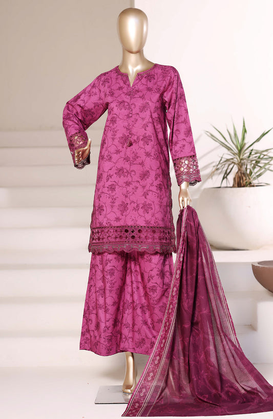 Malika by Sadabahar Embroidered Lawn Stitched 3 Piece Suit - D-02 - SBD26MLKA - Pink - Festive Collection