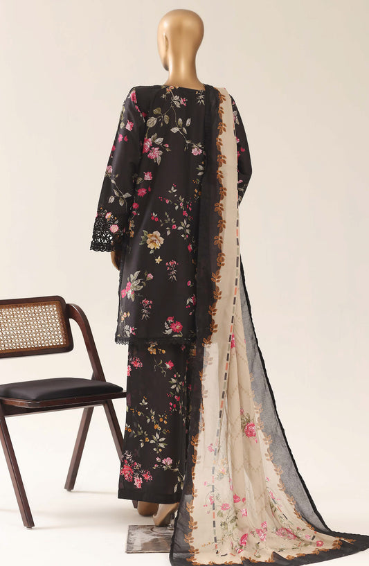 Malika by Sadabahar Embroidered Lawn Stitched 3 Piece Suit - D-01 - SBD26THR - Black - Festive Collection