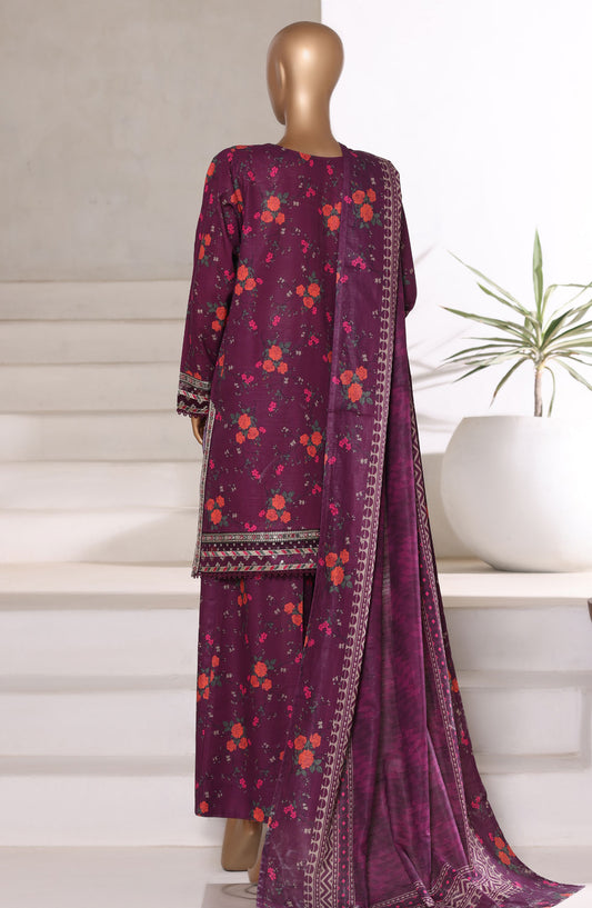 Malika by Sadabahar Embroidered Khaddar Stitched 3 Piece Suit - Design-07 - SBD252KA - Purple - Winter Collection