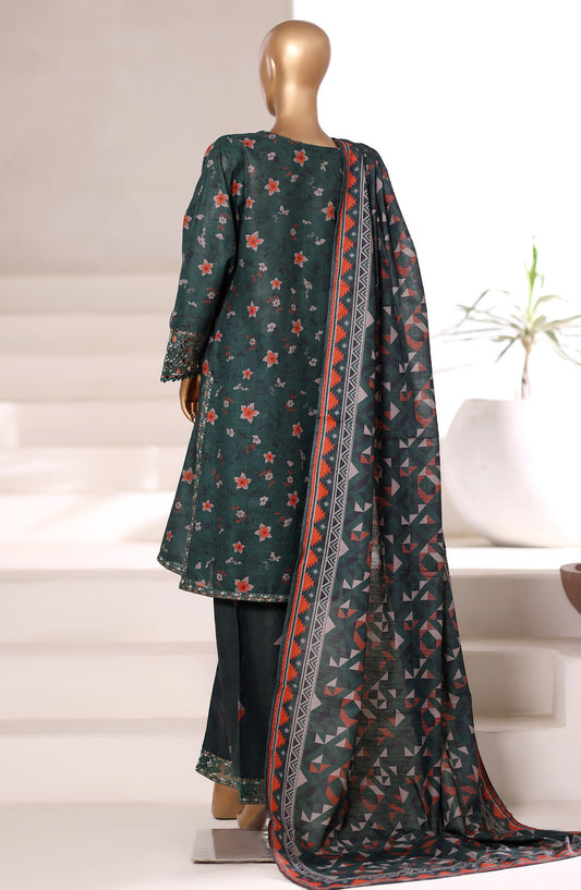 Malika by Sadabahar Embroidered Khaddar Stitched 3 Piece Suit - Design-06 - SBD252KA - Green - Winter Collection