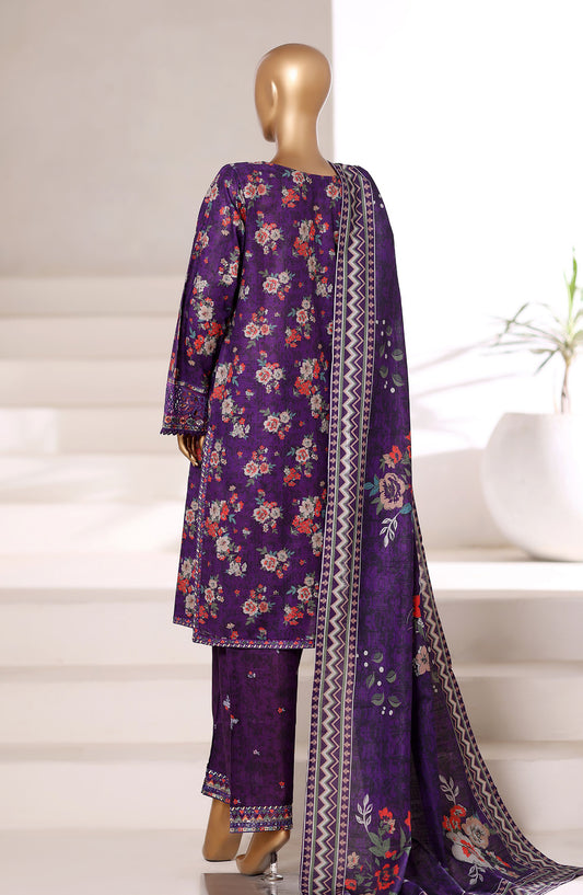 Malika by Sadabahar Embroidered Khaddar Stitched 3 Piece Suit - Design-03 - SBD252KA - Purple - Winter Collection