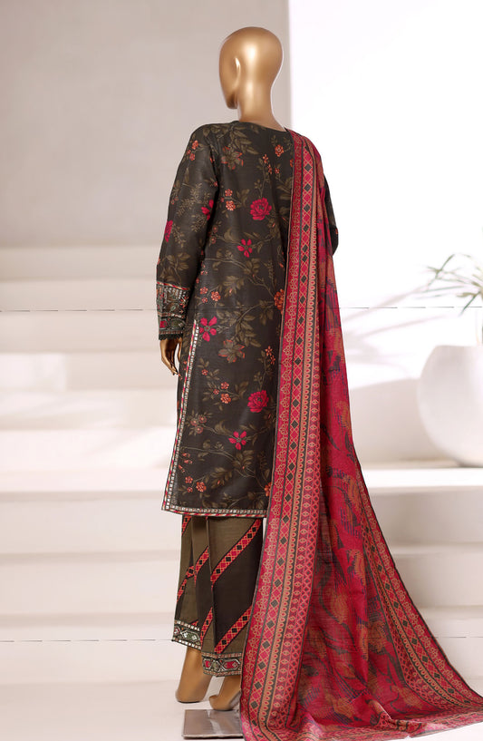 Malika by Sadabahar Embroidered Khaddar Stitched 3 Piece Suit - Design-02 - SBD252KA - Brown - Winter Collection