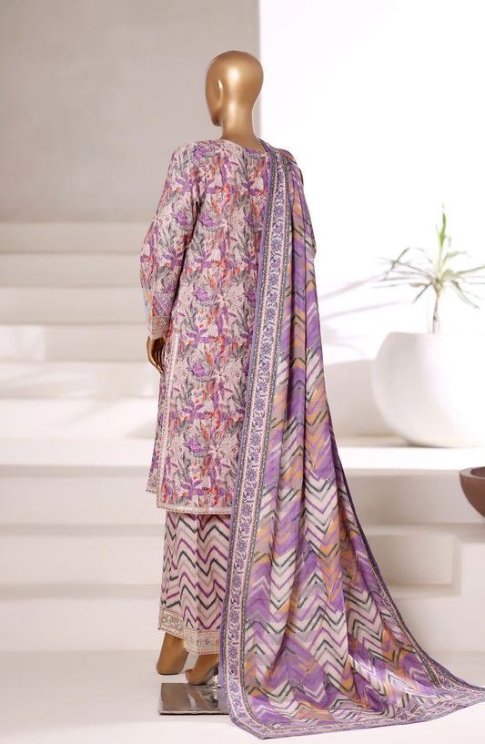 Malika by Sadabahar Embroidered Khaddar Stitched 3 Piece Suit - Design-01 - SBD252KA - Purple - Winter Collection