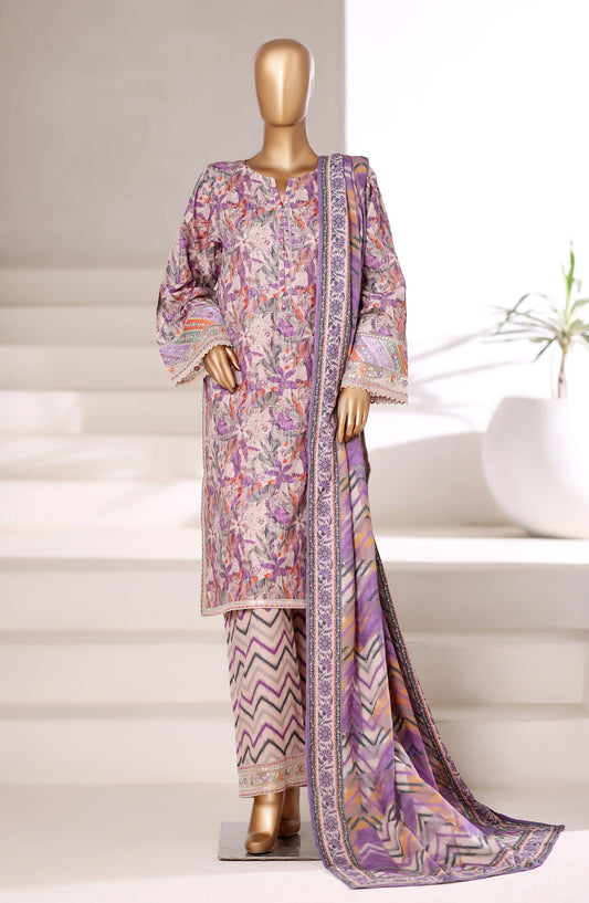 Malika by Sadabahar Embroidered Khaddar Stitched 3 Piece Suit - Design-01 - SBD252KA - Purple - Winter Collection