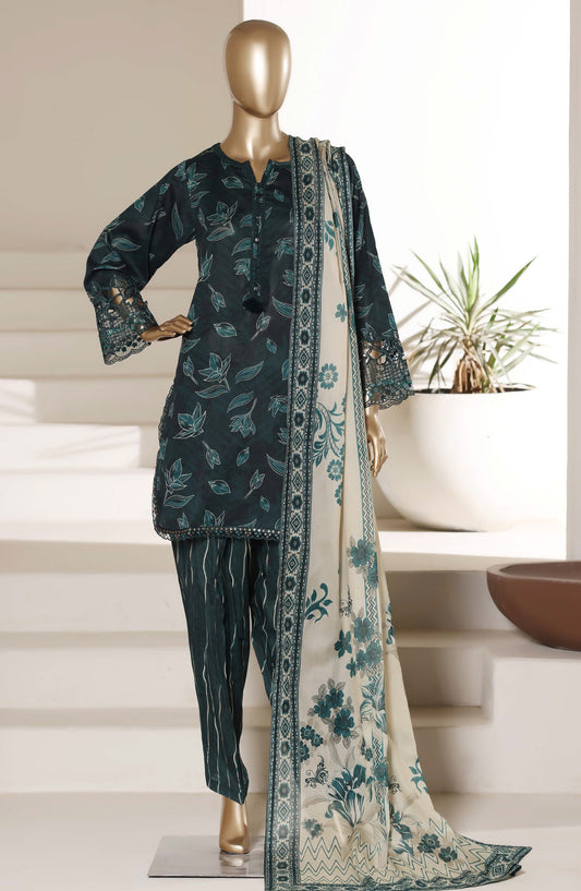 Malika by Sadabahar Embroidered Stitched 3 Piece Suit - Design-05 - SBD26SUI - Teal - Summer Collection