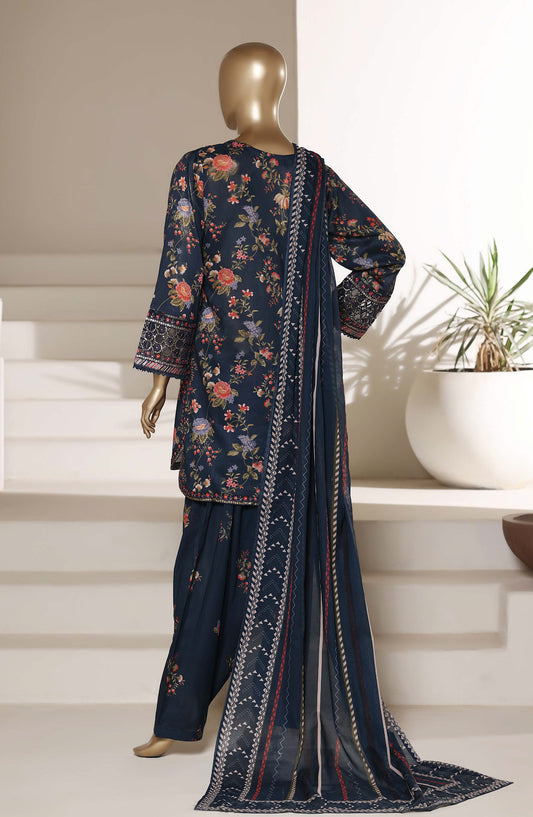 Malika by Sadabahar Embroidered Stitched 3 Piece Suit - Design-01 - SBD26SUI - Blue - Summer Collection