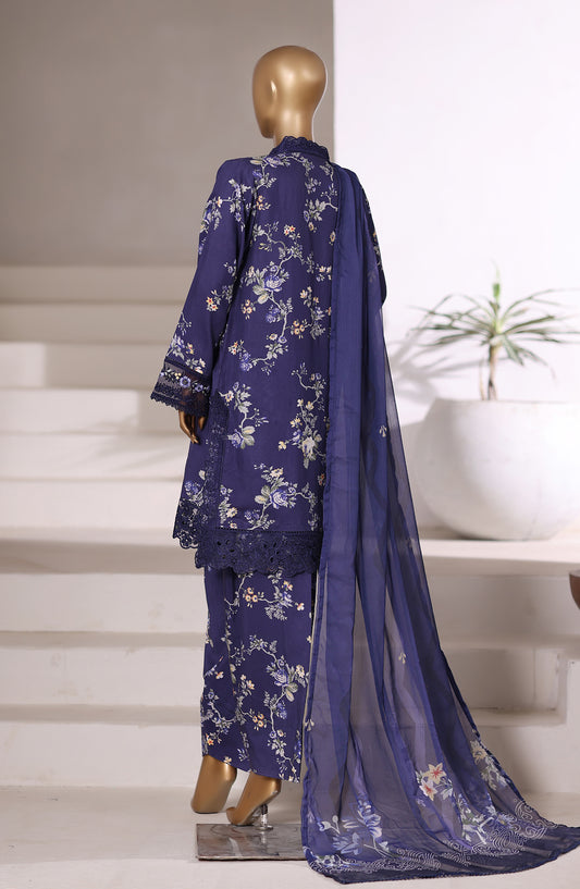 Malika by Sadabahar Embroidered Viscose Stitched 3 Piece Suit - D-04 - SBD25VFR - Blue - Winter Collection