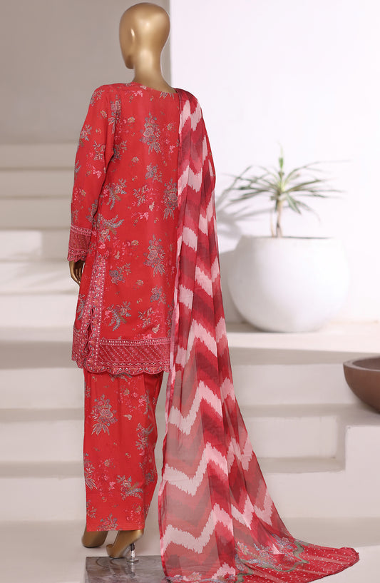 Malika by Sadabahar Embroidered Viscose Stitched 3 Piece Suit - D-03 - SBD25VFR - Red - Winter Collection