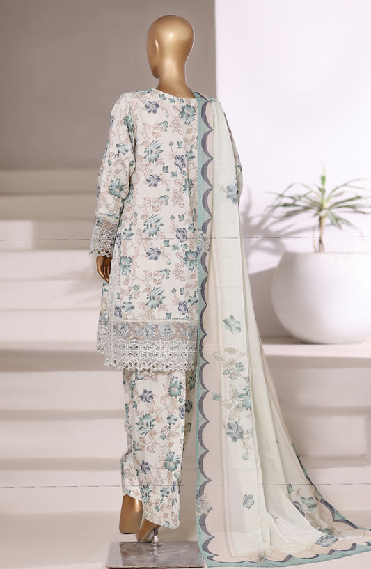 Malika by Sadabahar Embroidered Viscose Stitched 3 Piece Suit - D-02 - SBD25VFR - White - Winter Collection