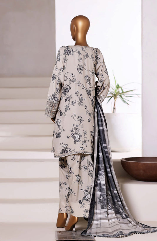 Malika by Sadabahar Embroidered Viscose Stitched 3 Piece Suit - D-01 - SBD25VSHI - Grey - Winter Collection