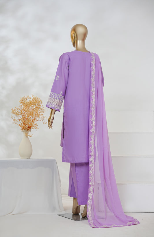 Manahyl by Amna Khadija Embroidered Cambric Cotton Stitched 3 Piece Suit - AKMS-02 - AM26AMHL - Purple - Eid Collection