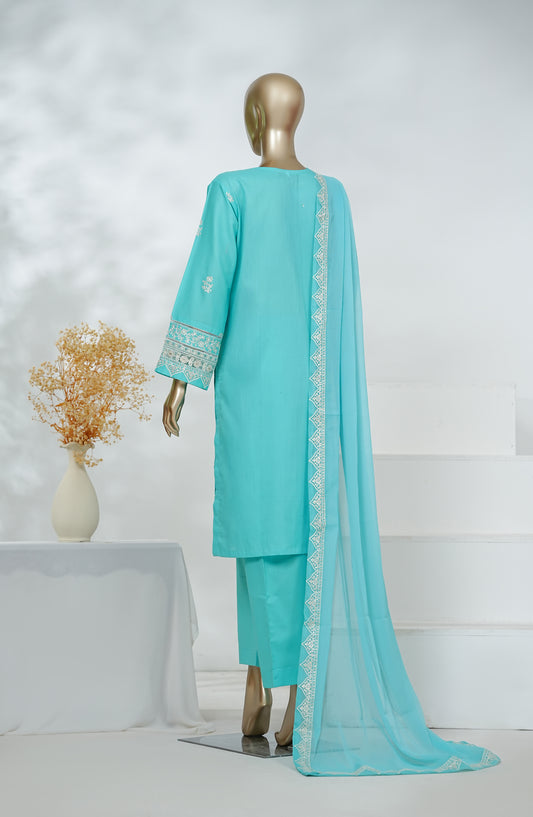 Manahyl by Amna Khadija Embroidered Cambric Cotton Stitched 3 Piece Suit - AKMS-05 - AM26AMHL - Blue - Eid Collection