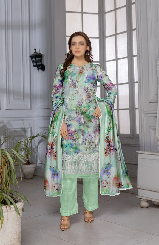 Mannat by Al Karim Embroidered Lawn Unstitched 3 Piece Suit - D-07 - AK26MNT - Green - Summer Collection