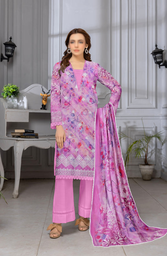 Mannat by Al Karim Embroidered Lawn Unstitched 3 Piece Suit - D-04 - AK26MNT - Purple - Summer Collection
