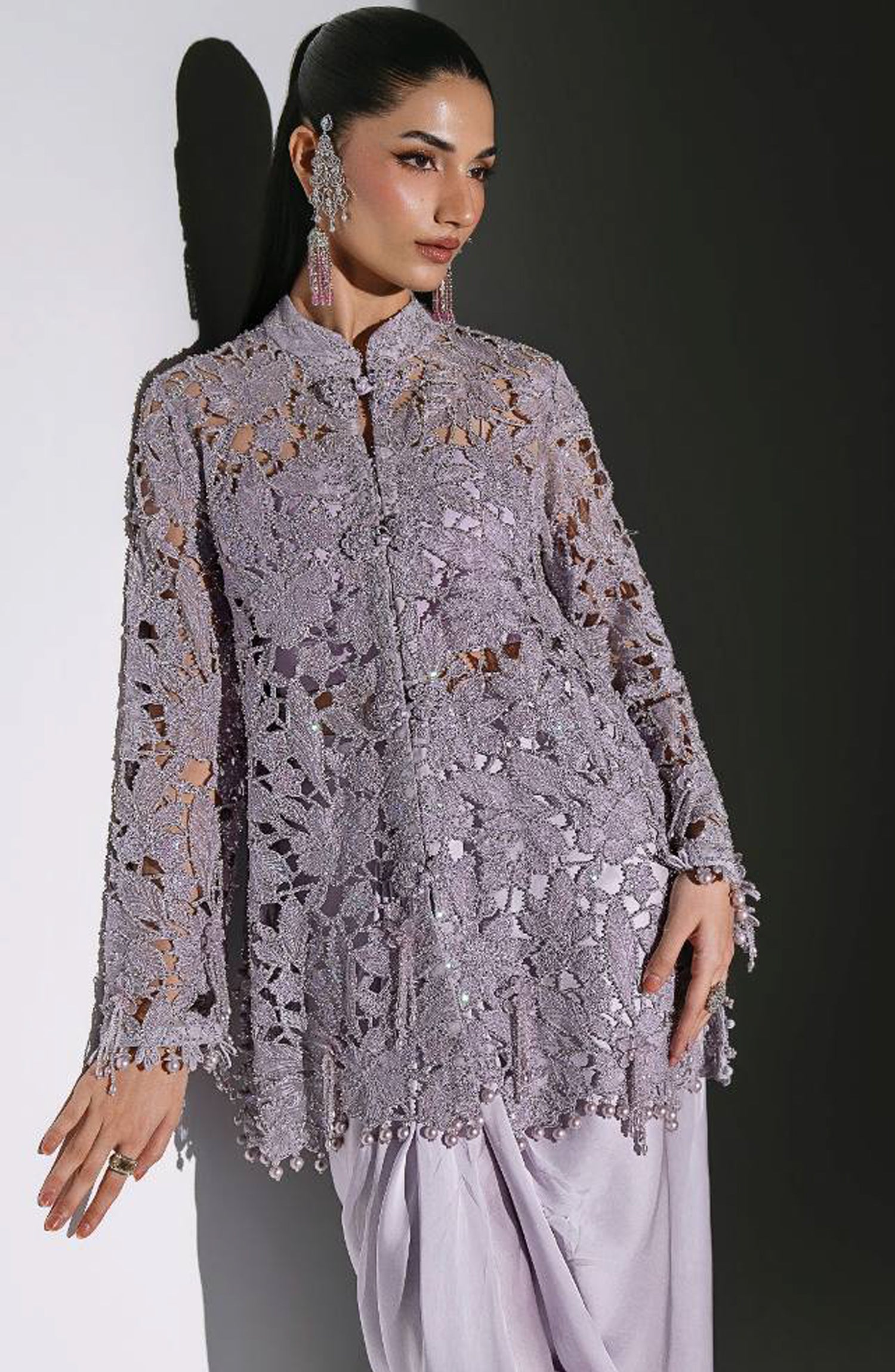 Maria B Luxury Embroidered Organza Unstitched 3 Piece Suit - D5 - MB26WED - Light Purple - Wedding Collection