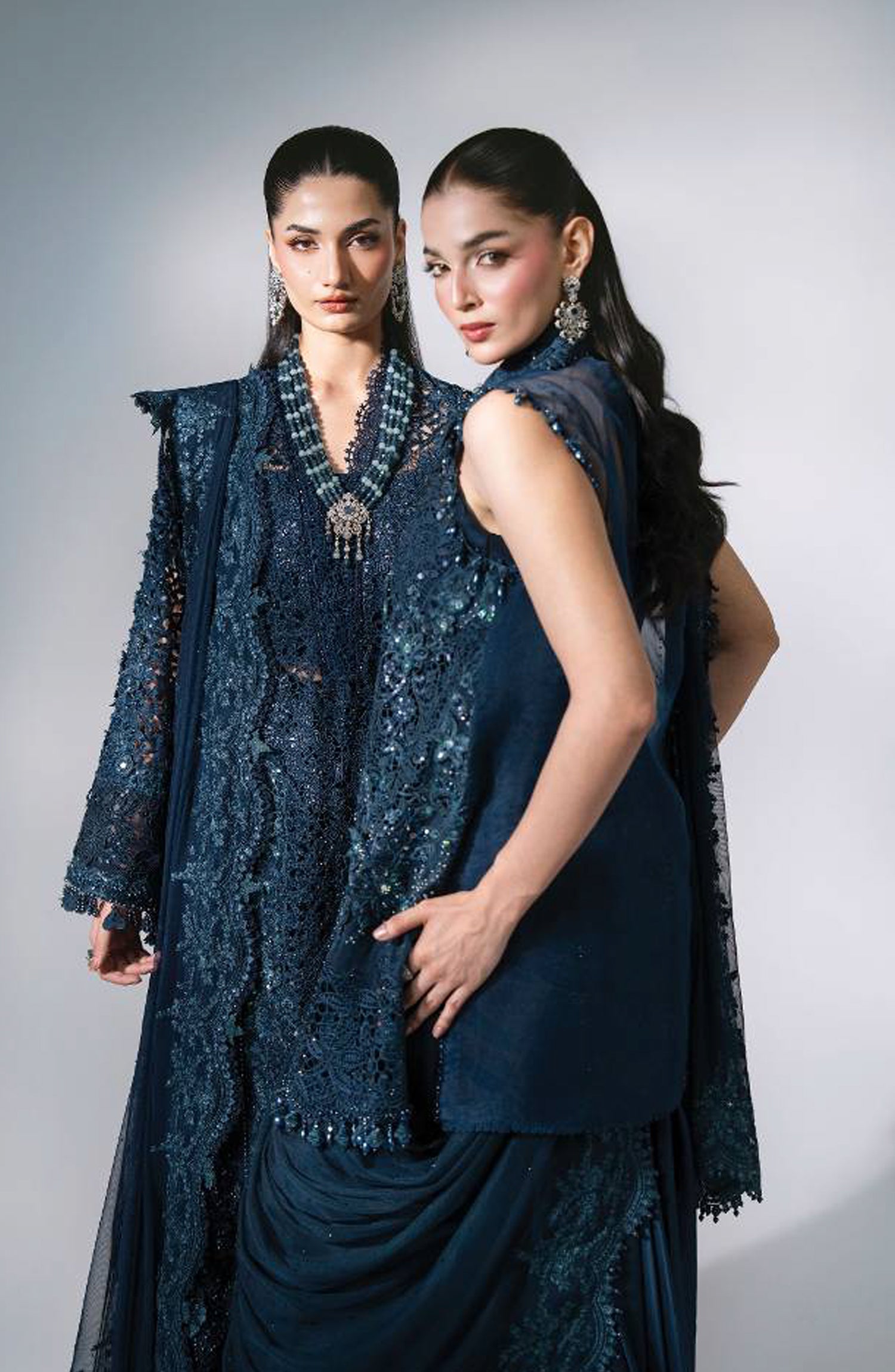 Maria B Luxury Embroidered Organza Unstitched 3 Piece Suit - D6 - MB26WED - Teal Blue - Wedding Collection