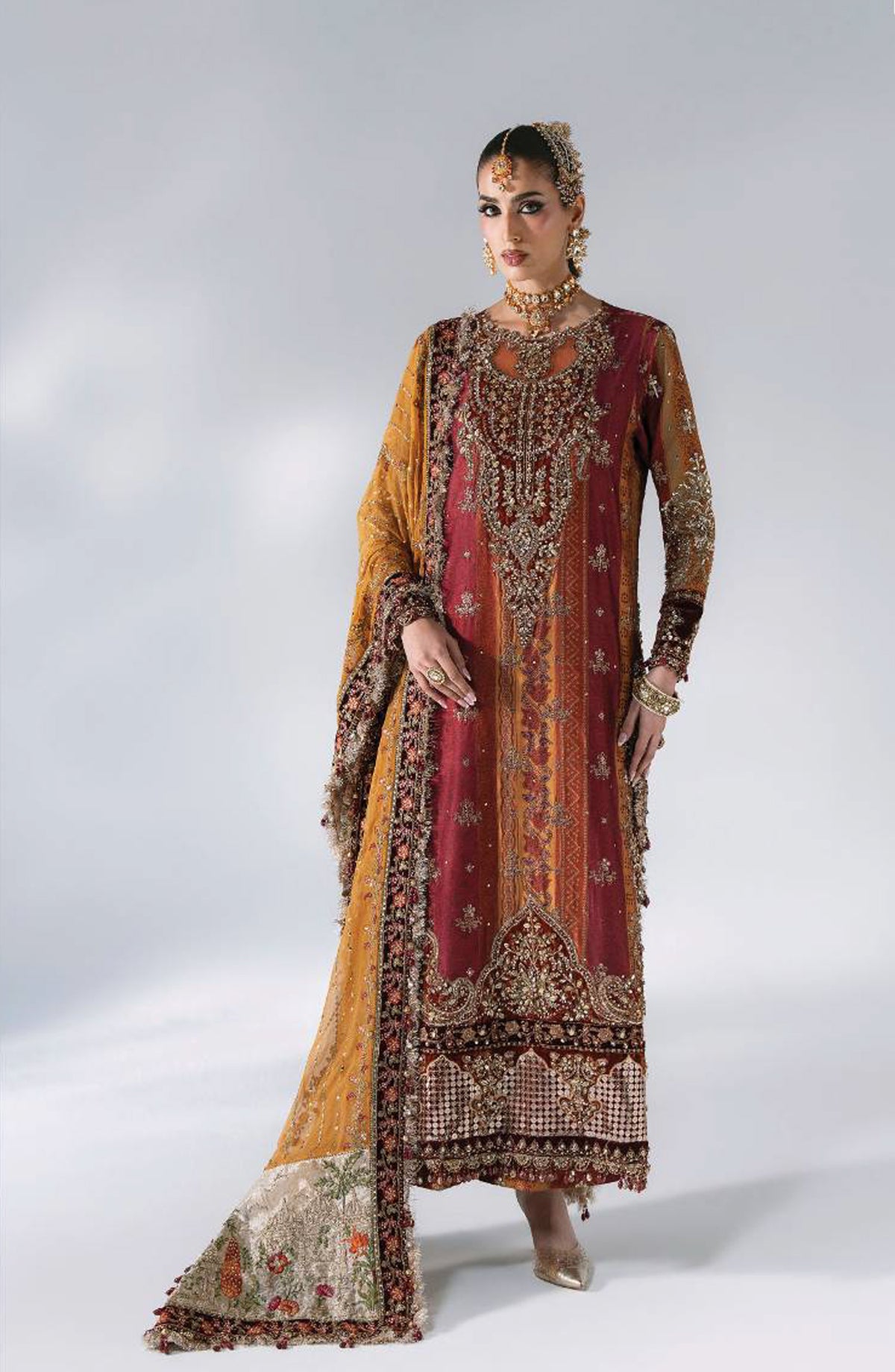 Maria B Luxury Embroidered Velvet Unstitched 3 Piece Suit - D4 - MB26WED - Multi - Wedding Collection