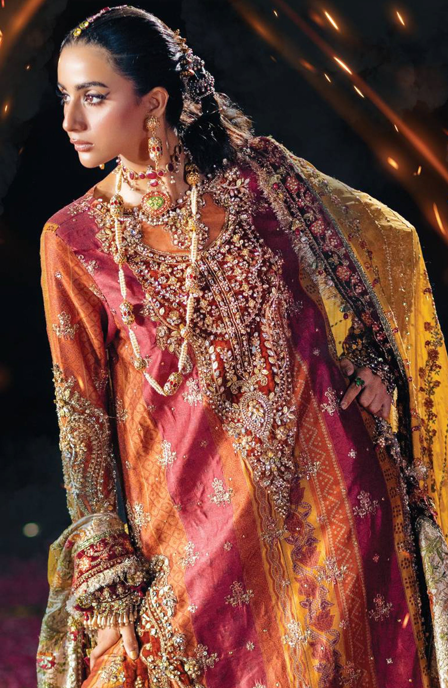 Maria B Luxury Embroidered Velvet Unstitched 3 Piece Suit - D4 - MB26WED - Multi - Wedding Collection