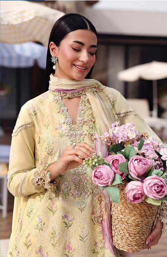 Maria B. M.Prints Embroidered Lawn Unstitched 3 Piece Suit - 1A - MB26SNC - Lemon - Summer Collection