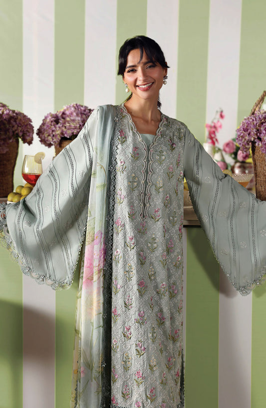 Maria B. M.Prints Embroidered Lawn Unstitched 3 Piece Suit - 1B - MB26SNC - Grey - Summer Collection