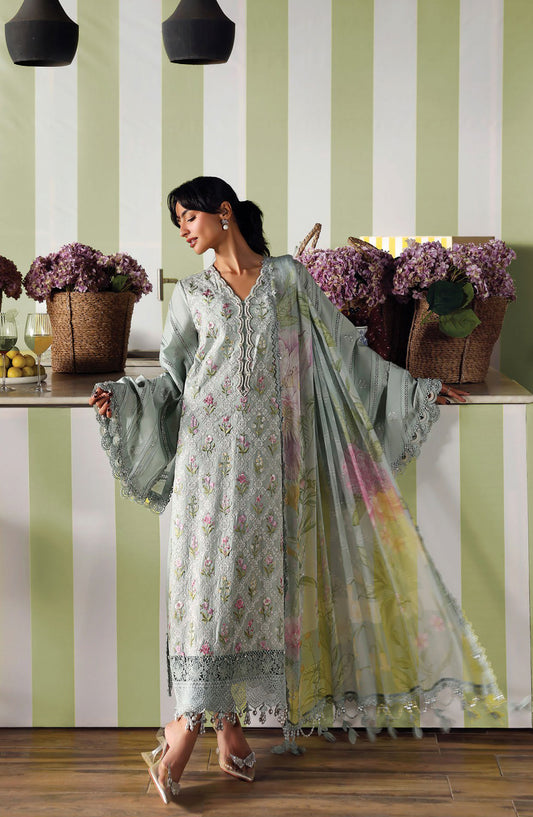 Maria B. M.Prints Embroidered Lawn Unstitched 3 Piece Suit - 1B - MB26SNC - Grey - Summer Collection
