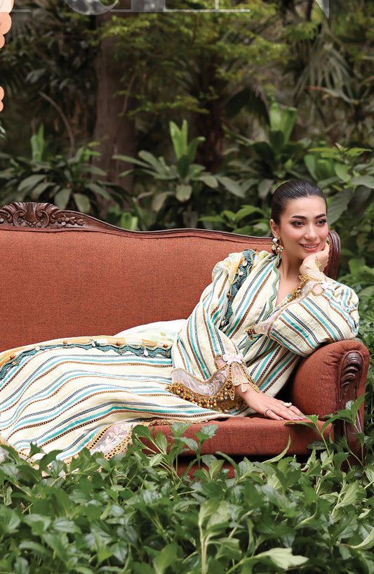 Maria B. M.Prints Embroidered Lawn Unstitched 3 Piece Suit - 2B - MB26SNC - Green - Summer Collection