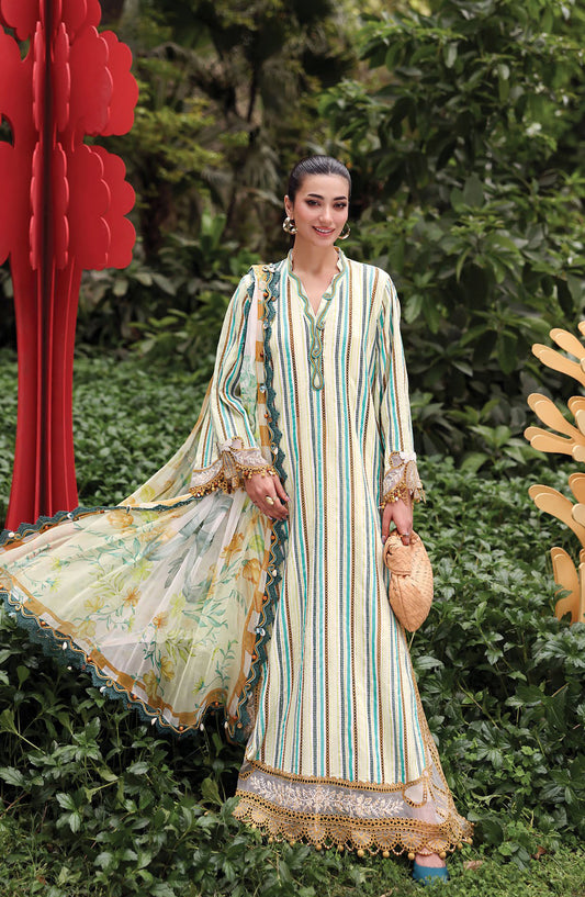 Maria B. M.Prints Embroidered Lawn Unstitched 3 Piece Suit - 2B - MB26SNC - Green - Summer Collection